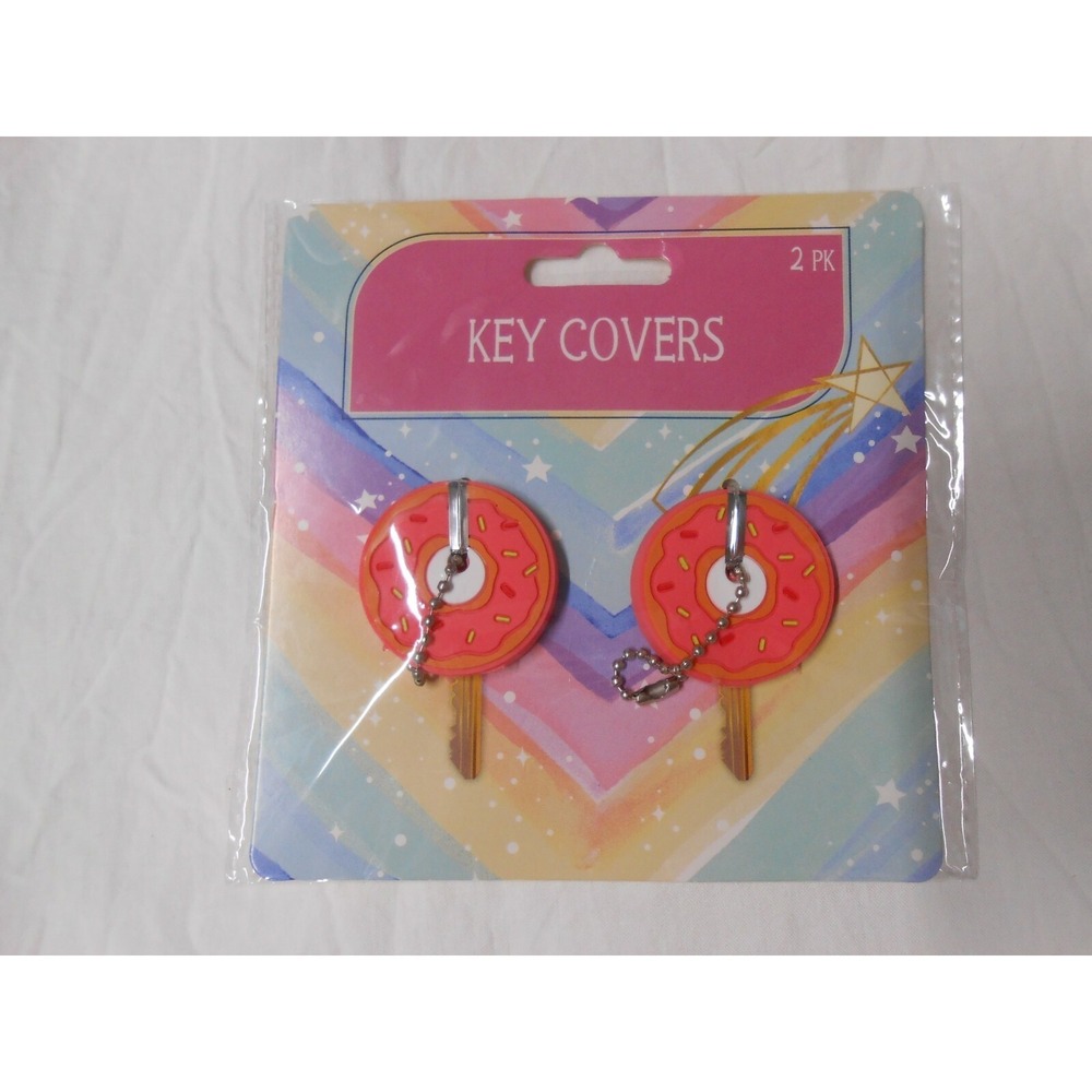 New Cute 2 pack Donut Doughnut key covers Caps for Keychain House Home Apartment